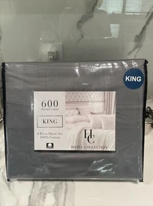 Hotel collection 600 TC King 4Pc Sheet Set Gray. Brand New! - Picture 1 of 9