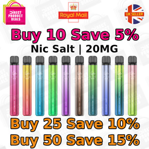 ELF BAR 600 V2 Puffs Disposable Vape Bar 20mg Pod Kit 2% Nic Salt QUAQ MESH COIL