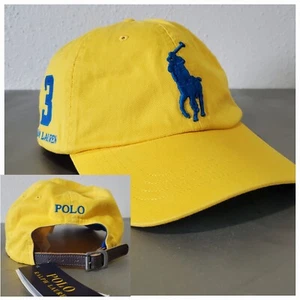 POLO RALPH LAUREN BIG&TALL #3 BIG PONY MENS ADJUSTABLE YELLOW  STRAPBACK HAT - Picture 1 of 6