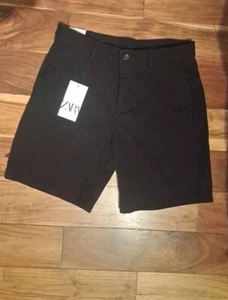Mens Black Denim Shorts Zara New With Tags Zip 42 EUR - Imagen 1 de 4