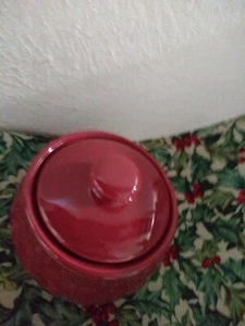 Longaberger Zuckerdose mit Deckel vitifiziert gewebt Traditionen Paprika rot Made USA - Bild 1 von 6