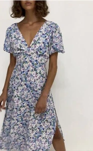 KIVARI Dress Esti Purple Blue Floral Tie Back Midi Backless Size AU 8 / US 4 - Picture 1 of 7