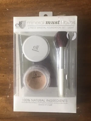 New ELF Mineral Must Haves 2 Piece Foundation Set Light Powder Brush - Image 1 of 2