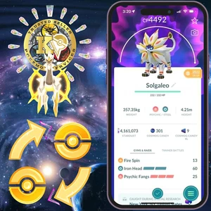 Pokémon Go - Solgaleo (Evoluzione Cosmog) | Livello 50 + 3 Mosse | Trade Go - Foto 1 di 1