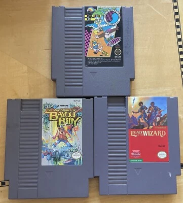 Three(3)Games: Bayou Billy, Legacy of the Wizard, Wood & Water Rage NES Nintendo - Image 1 of 4