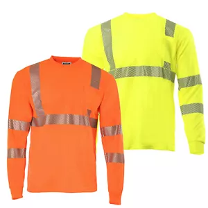 Camiseta Hi Vis ANSI Clase 3 Seguridad Reflectante Mangas Largas ALTA VISIBILIDAD - Imagen 1 de 16