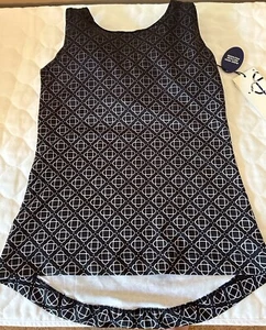 Women’s Yoga Tank Cami Size XS Black Print Strappy Stretch Knit NWT - Picture 1 of 6