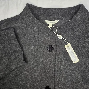 Max Studio Jacket Heather Gray Brush Knit Button Up Bomber Jacket Large NWT - Picture 1 of 10