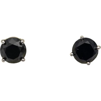14k White Gold 2.85CT Round Cut Black Diamond Stud Earrings - Image 1 of 4