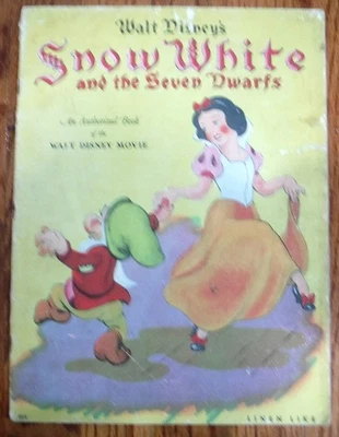 Walt Disney Snow White and the Seven Dwarfs Movie Linen Story Book 1938 Rare - Image 1 of 4
