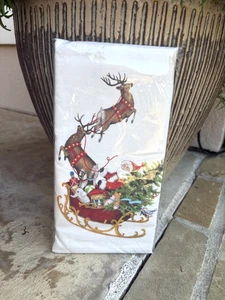 Nuevo en Paquete Mary Lake Thompson Santa's Trineo Árbol Cocina Toalla de Té Harina Saco 30"x30" - Imagen 1 de 5