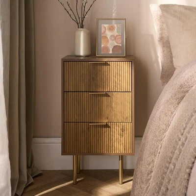 OHS Ribbed Bedside Table Cabinet 3/4/5/6 Draw Nightstand Side Board - Image 1 of 4