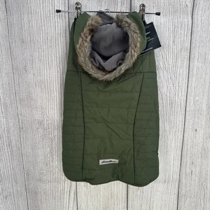 Eddie Bauer Dog Coat Large Army Green Winter Jacket Quilted Softshell Fleece - Picture 1 of 13