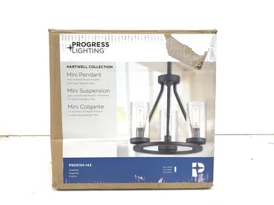 Progress Lighting Hartwell 3Light 石墨迷你吊坠 带古董镍色 — 第 1/3 张图片