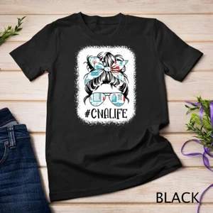 Messy Bun Cna Life Bleached Certified Nursing Assistant Unisex T-shirt - Picture 1 of 15