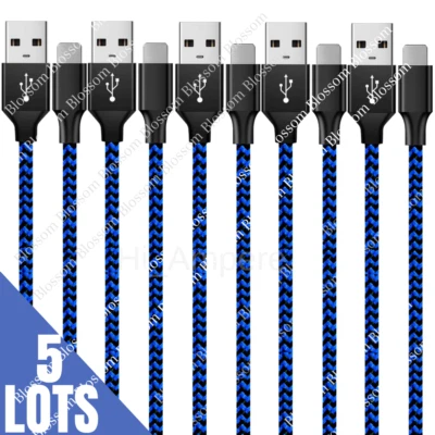 Paquete de 5 cables de carga rápida USB Apple cargador iPhone 6 pies de alta resistencia a granel Foto 1 de 4