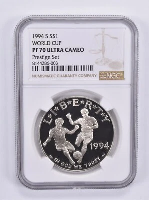 1994-S World Cup Commemorative Dollar Prestige Set PF70 UCAM NGC - Image 1 of 4