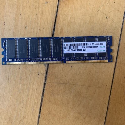 512MB  PC DDR1 DDR PC3200E DDR-400 DUAL RANK  184PIN ECC NON-REG   64X8  18CHIPS - Image 1 of 2