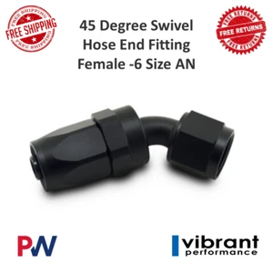 Vibrant Performance 21406 Female AN 45 Degree -6 AN Swivel Hose End Fitting - Picture 1 of 9