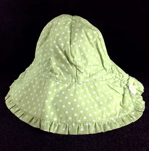 Gymboree Lime Green Polka-dot Daisies Sun Beach Hat Chin StrapToddler C15-1868 - Picture 1 of 5