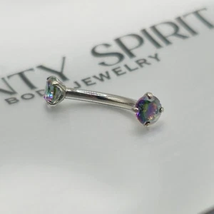 Vitrail Medium CZ Prong Set Titanium Internally Threaded Curved Barbell 16g - Picture 1 of 2
