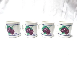 Knott’s Berry Farm Boysenberry Keramik weiß lila Kaffeetasse Tassen 4er Set - Bild 1 von 3