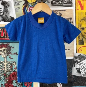 Vintage Toddler Kids 70s-80s Blue Single Stitch Blank Screen Stars T-Shirt 2T - Picture 1 of 4