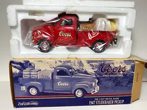 ERTL COLLECTIBLE, 1947 STUDEBAKER COOR'S BEER PICKUP TRUCK, DIECAST METAL BANK - Picture 1 of 3