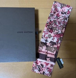 Louis Vuitton Monogram Scarf Pink Floral Pattern 7cm x 118cm Unused From Japan - Picture 1 of 8