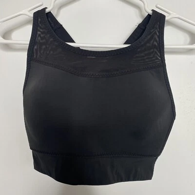 Athleta Padded Sports Bra Black Cross Back 3 Back Hook Stretch Yoga Fitted - Image 1 of 4