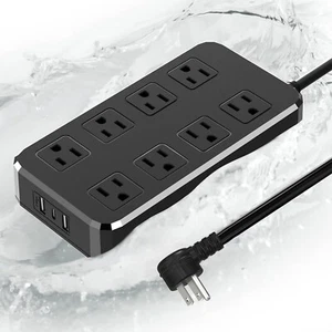 11-in-1 Waterproof Power Strip – 8 AC Outlets & 3 USB Ports, IPX6, 6FT Cord - Picture 1 of 6