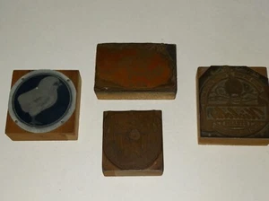 Vintage Holz n Kupfer Druckplatte Geflügel Werbung, schöne Buchdruck Blöcke, Lot von 8 - Bild 1 von 6