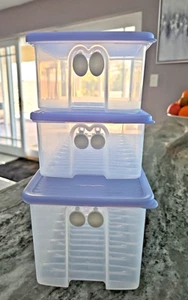 Tupperware 3 Fridgesmart Vented Square Container Fruit Veggy, 4.5, 7 & 19.5 Cup - Picture 1 of 10