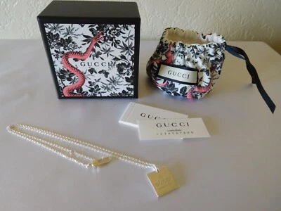 New GUCCI .925 Sterling Silver Logo Square Pendant Trademark Necklace - Image 1 of 4
