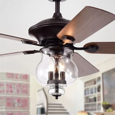 Ventilador de techo iluminado Topher antiguo bronce 52 pulgadas 5 aspas control remoto Foto 1 de 4