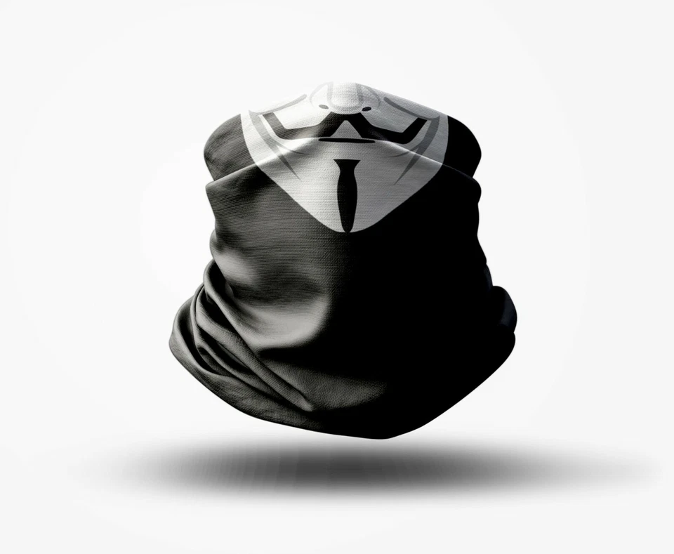 Washable Fabric Face Cover Neck Gaiter Unique Print Anonymous Design EU Made - Image 1 of 4