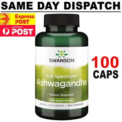 4500mg Swanson Ashwagandha 450mg 100 capsules FREE AU SHIPPING ! - image 1 of 2
