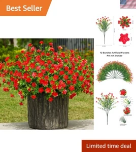 Lifelike Artificial Flower Set - 12 UV Resistant Bundles for Stunning Home Decor - Picture 1 of 10