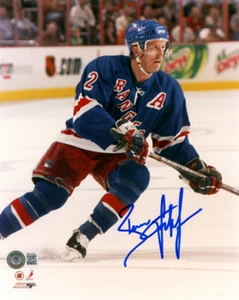 FOTO 8x10 firmada autografiada por Brian Leetch leyenda de los New York Rangers Beckett Bas - Imagen 1 de 2