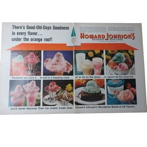 1965 Howard Johnson's 28 Flavor Ice Cream Double Page - Vintage Print Ad - Picture 1 of 3