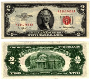 1953 USA 2 Dollar Banknote UNITED STATES AMERICA Red Seal P380 Priest / Humphrey - Picture 1 of 1