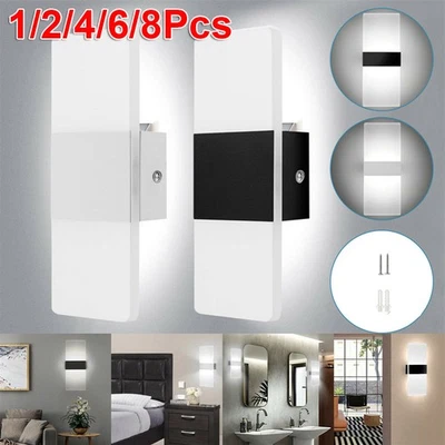1-8PKS Moderno LED Iluminación de Pared Arriba Abajo Cubo Dormitorio Aplique Lámpara Accesorio Interior Foto 1 de 4