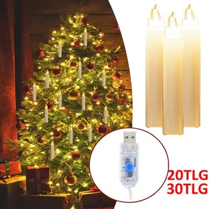 LED Weihnachtskerzen Christbaumkerzen Warmweiß Weihnachtsbaum USB Kabel Kerze DE - Bild 1 von 7