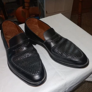 Allen Edmonds Carlsbad Mens Black Leather Woven Penny Loafers Shoes Size 10 1/2 - Picture 1 of 11