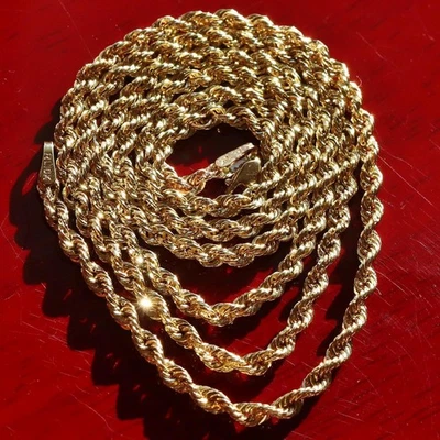 10k yellow gold necklace 22.75" rope chain vintage handmade 2.96gr N3396 - Image 1 of 4