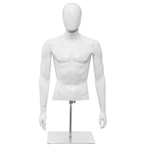 Half Body Mannequin Form Male Head Turn Display White - Picture 1 of 10