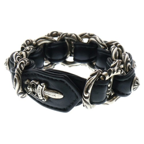 CHROME HEARTS Bracciale CUORI CROMATI WVN doppio rotolo pelle argento nero usato173b942c