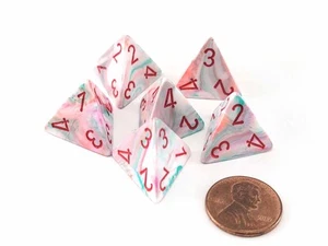 Festive 18mm 4 Sided D4 Chessex Dice, 6 Pieces - Pop Art with Red Numbers - Picture 1 of 1
