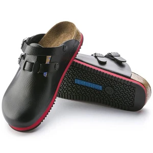 BIRKENSTOCK KAY SL SCHWARZ/ROT MITTELSCHMALE WEITE PROFI LEDER SABOT WEICH - Bild 1 von 4