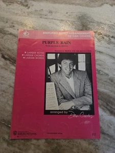 Rare! Purple Rain Prince piano sheet music Dan Coates Simplified Piano - Foto 1 di 2